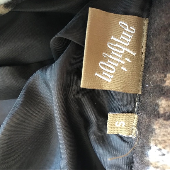 Ambition Ruffle winter Coat Brown and Black Plaid fitted waist Size S - Picture 11 of 12